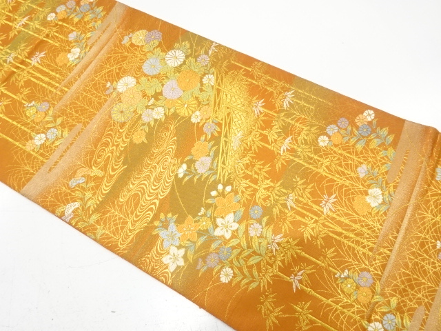 JAPANESE FUKURO OBI / WOVEN KIKU / BY HATTORI ORIMONO